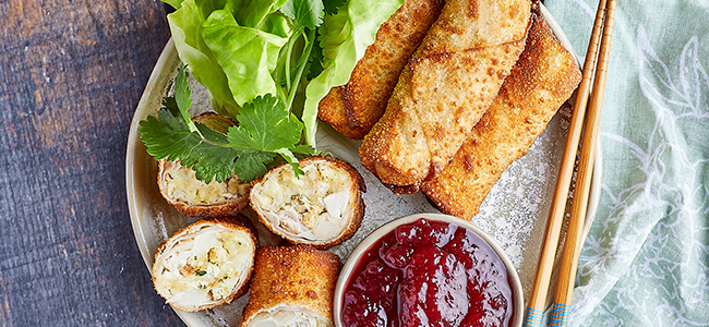 Leftover Turkey Spring Rolls