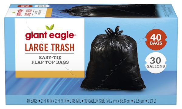 30 Gallon Red & White Flap Trash Bags - 20 ct