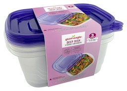 Glad Containers & Lids, Deep Dish, Large Rectangle, 8 Cups, Plastic  Containers