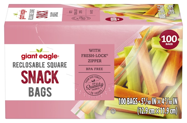 Giant Eagle Reclosable Square Snack Bags, 100 Count at Select a Store, Neighborhood Grocery Store & Pharmacy