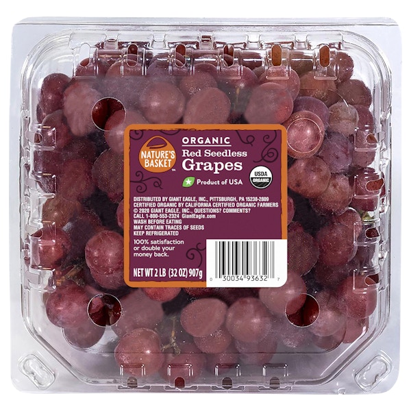 Organic Green Grapes, Seedless, 3 lbs
