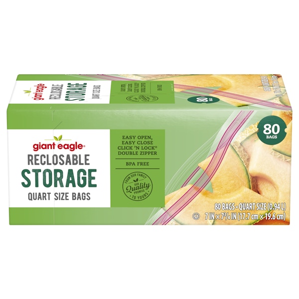 Giant Eagle Reclosable Storage Quart Size Bags, 80 Count at Select a Store, Neighborhood Grocery Store & Pharmacy